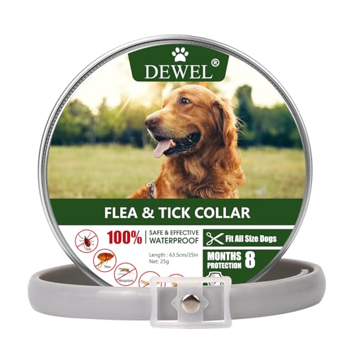 DEWEL Hundehalsbänder gegen Ungeziefer, 63,5cm Verstellbar Anti Floh und Zecken Halsband für Hunde, Wasserdicht Flohhalsband DEWEL Hundehalsbänder gegen Ungeziefer, 63,5cm Verstellbar Anti Floh und Zecken Halsband für Hunde, Wasserdicht Flohhalsband von DEWEL