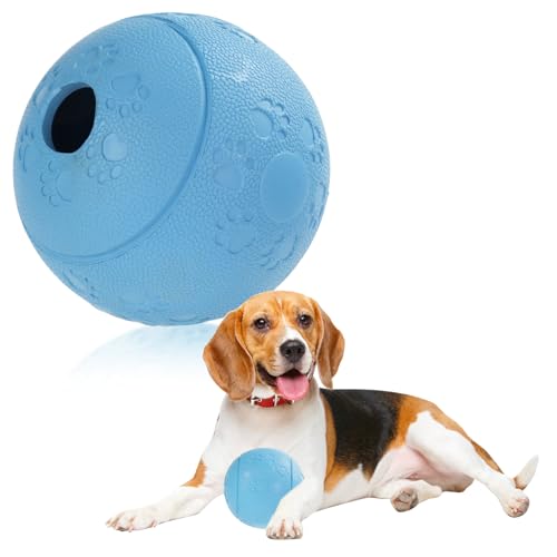 DEWEL Hundespielzeug, interaktives Hundespielzeug, Leckerlispender für Haustiere, unverwüstlicher Zahnball, Zahnreinigungsball, Blau (11 cm) von DEWEL