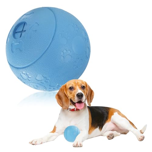 DEWEL Hundespielzeug, interaktives Hundespielzeug, Leckerlispender für Haustiere, unverwüstlicher Zahnball, Zahnreinigungsball, Blau (8 cm) von DEWEL