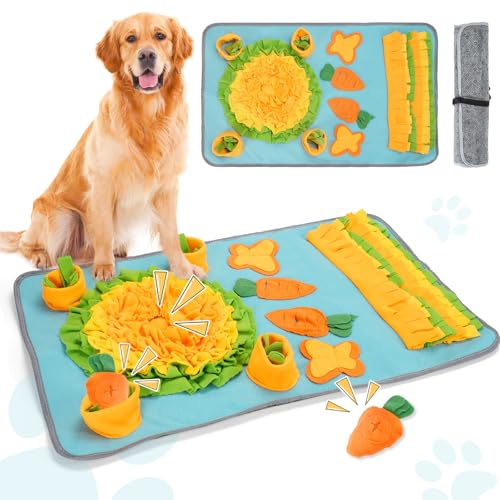 Dewel Blau Schnüffelteppich Hund 80 X 50 cm, Schnüffelmatte für Hunde mit 2 Karotte, Hundespielzeug Intelligenz für Welpen, große Hunde, Katzen, Washable Snuffle Mat Hundezubehör Dewel Blau Schnüffelteppich Hund 80 X 50 cm, Schnüffelmatte für Hunde mit 2 Karotte, Hundespielzeug Intelligenz für Welpen, große Hunde, Katzen, Washable Snuffle Mat Hundezubehör von DEWEL