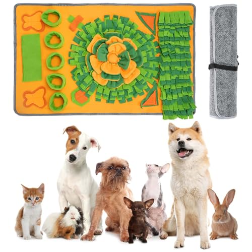 DEWEL Schnuffelmatte für Hunde, mit Karotten mit Sound, interaktives Spielzeug für Hunde, faltbar und waschbar, 80 x 50 cm (Karottenfarben) von DEWEL