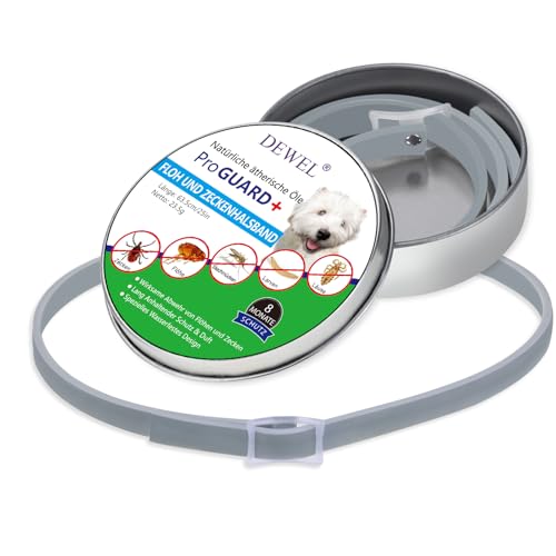 DEWEL Zeckenhalsband für Hunde für kleine, mittlere und große Haustiere - 8 Monate Schutz- 63.5 cm verstellbar für alle Größen - Flohschutz Halsband für Hunde DEWEL Zeckenhalsband für Hunde für kleine, mittlere und große Haustiere - 8 Monate Schutz- 63.5 cm verstellbar für alle Größen - Flohschutz Halsband für Hunde von DEWEL