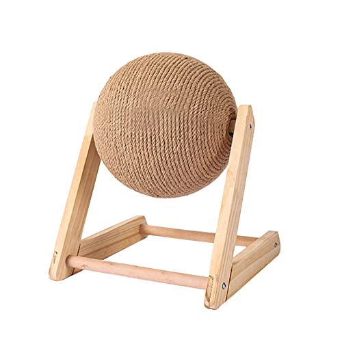 DEWU Cat Scratcher Ball - Solid Wooden Cat Scratcher Toy, Post Sisal Cat Scratcher Ball, Large Sisal Pet Cat Ball Toy, Protect Furniture from Scratches, Satisfy Cat's Natural Scratching Instinct von DEWU