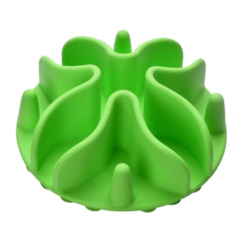 Slow Feeder Hundenäpfe Einsatz, Silikon Hund Slow Feeder Bowl mit starken Saugnäpfen, perfekt für Edelstahl Glas Keramik Hundenäpfe (Grün, Mittelgroß) von DEWVIE