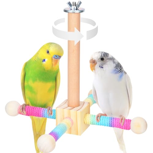 Vogelständer-Sitzstange, 360° interaktives drehbares Spielzeug, Holz-Übungsrad, Papageienspielzeug, Vogelkäfig-Zubehör für Sittiche, Wellensittiche, Nymphensittiche, Papageien, Sittiche, Sittiche Vogelständer-Sitzstange, 360° interaktives drehbares Spielzeug, Holz-Übungsrad, Papageienspielzeug, Vogelkäfig-Zubehör für Sittiche, Wellensittiche, Nymphensittiche, Papageien, Sittiche, Sittiche von DEWVIE