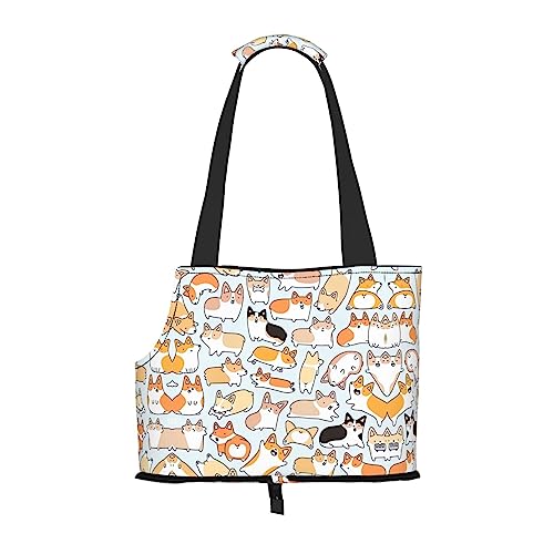 Corgi-Muster kleine Hundetragetasche, tragbar, kleine Hunde/Katze, weiche Seiten, Haustier-Einkaufstasche von DEXNEL