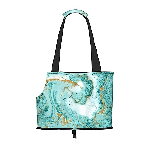 Kleine Hundetragetasche, tragbar, für kleine Hunde/Katzen, weiche Seiten, Grün / Gold, Marmor, Einkaufstasche Kleine Hundetragetasche, tragbar, für kleine Hunde/Katzen, weiche Seiten, Grün / Gold, Marmor, Einkaufstasche von DEXNEL