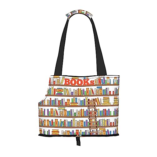 Lustige Bücherregal-Kollektion und Leiter, kleine Hunde-Tragetasche, tragbare Tragetasche für kleine Hunde/Katzen, weiche Seiten, Haustier-Einkaufstasche von DEXNEL