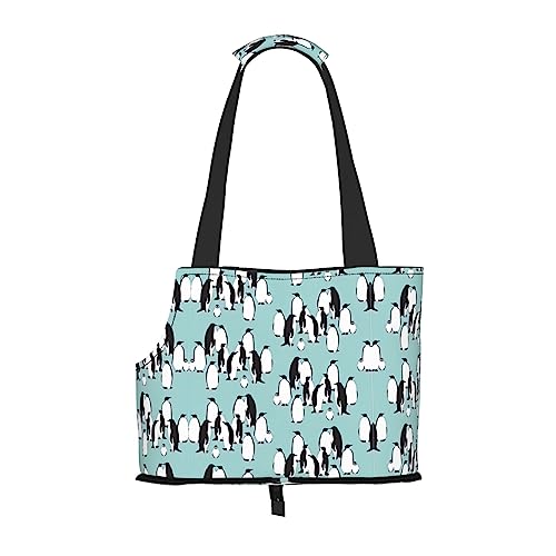 Süße Pinguine kleine Hundetragetasche, tragbare kleine Hunde/Katze, weiche Seiten, Haustier-Einkaufstasche von DEXNEL