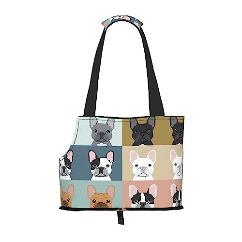 Transporttasche für kleine Hunde, Motiv: Französische Bulldogge, tragbar, für kleine Hunde / Katzen, weiche Seiten, Einkaufstasche für Haustiere von DEXNEL