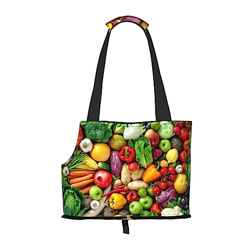 Transporttasche für kleine Hunde mit frischem Obst und Gemüse, tragbare Tragetasche für kleine Hunde/Katzen, weiche Seiten, Einkaufstasche für Haustiere von DEXNEL