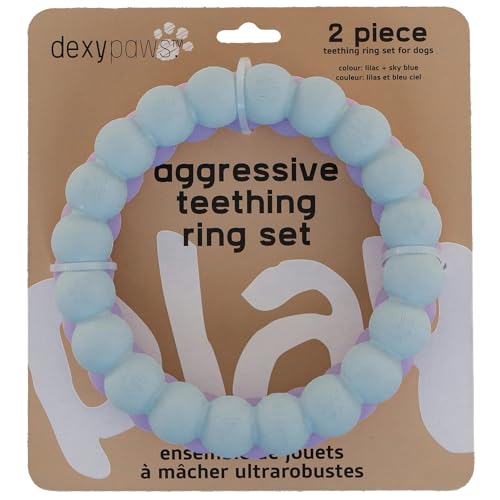 Dexypaws Super Kauringe – Lila & Himmelblau – 2 Stück Hunde-Beißspielzeug, aggressive Kauer, Apportieren und Zerren, strukturierte Kreise, strapazierfähiges Gummi, Haustierspiel Dexypaws Super Kauringe – Lila & Himmelblau – 2 Stück Hunde-Beißspielzeug, aggressive Kauer, Apportieren und Zerren, strukturierte Kreise, strapazierfähiges Gummi, Haustierspiel von DEXYPAWS.
