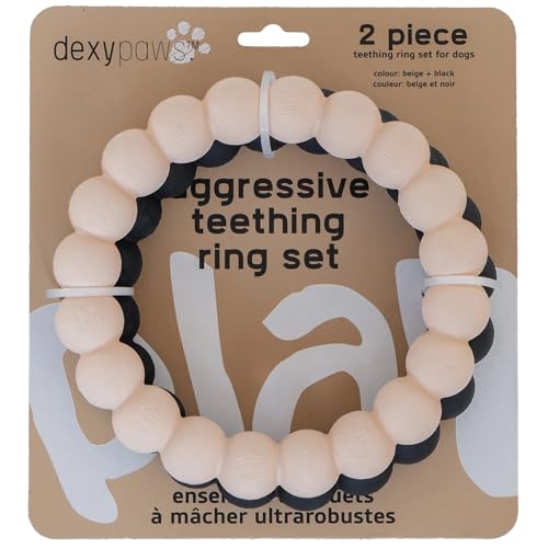 Dexypaws: Super Kauringe – Beige & Schwarz – 2 Stück Hundezahnspielzeug, aggressive Kauer, Apportieren und Zerren, strukturierte Kreise, strapazierfähiges Gummi, Haustierspiel Dexypaws: Super Kauringe – Beige & Schwarz – 2 Stück Hundezahnspielzeug, aggressive Kauer, Apportieren und Zerren, strukturierte Kreise, strapazierfähiges Gummi, Haustierspiel von DEXYPAWS.
