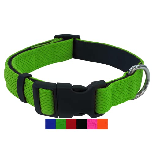 DEY - Premium Hundehalsband Air Mesh | Verstellbar | für Kleine, Mittelgroße u. Große Hunde | viele Farben u. Größen | Halsband Hund Katzen | Hunde-Halsbänder | Welpen-Halsband | Grün, M von DEY