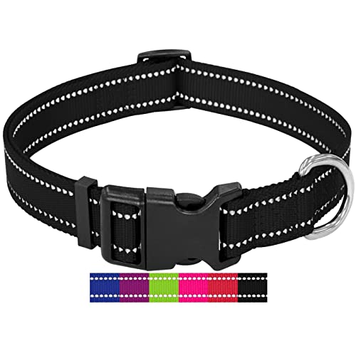 DEY - Premium Hundehalsband Nylon, Reflektierend, Verstellbar, für Kleine u. Große Hunde, viele Farben u. Größen, Hund Welpe, Hunde-Halsbänder, Katzen-Halsband, Welpen-Halsband, Schwarz, L DEY - Premium Hundehalsband Nylon, Reflektierend, Verstellbar, für Kleine u. Große Hunde, viele Farben u. Größen, Hund Welpe, Hunde-Halsbänder, Katzen-Halsband, Welpen-Halsband, Schwarz, L von DEY