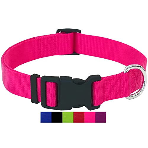 DEY - Premium Hundehalsband Nylon | Verstellbar | für Kleine u. Große Hunde | viele Farben u. Größen | Halsband Hund Katze Welpe | Hunde-Halsbänder | Katzen-Halsband | Welpen-Halsband | Pink Rosa, L von DEY