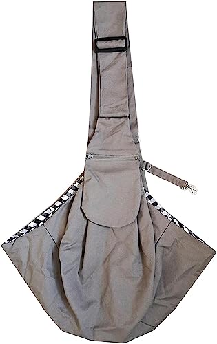 DEYROS Papoose Tasche für Haustiere | Tragetasche für Haustiere aus Segeltuch, Schal für Hunde, Brusttasche für Haustiere mit Aufbewahrungstasche (grau) von DEYROS