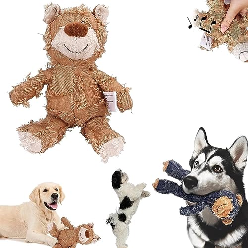 DEYROS Unzerstörbarer robuster Bär, Kauspielzeug for Hunde, Quietschspielzeug for Hunde, unverwüstliches Plüsch-Hundespielzeug for Aggressive (C) von DEYROS