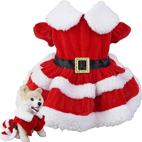DEYROS Weihnachtskostüm für Hunde,Weihnachtskostüm für Hunde, Weihnachtsmann, Welpenkleid aus Baumwolle | Hunde-Neujahrskostüme, Warmer Weihnachtsmantel für Hunde und Katzen, Winterkleidung (L) von DEYROS