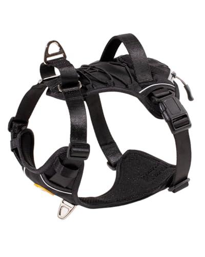 DF Martingale-Hundegeschirr, verhindert Ziehen und Würgen, reflektierend, verstellbare Passform, einfache Kontrolle, mit gepolstertem Griff und Reißverschlusstaschen, Schwarz, 2,5 cm, Brustumfang 81,3 von DF