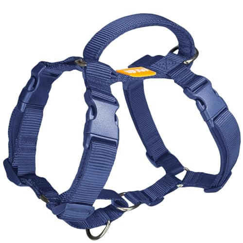 DF No Pull Martingale Harness for Dog, Nylon Adjustable Front Clip Harness Classic Escape Proof Puppy Harness with Handle for Small Medium Large Dog Training Walking, Dark Navy Blue, S/M von DF