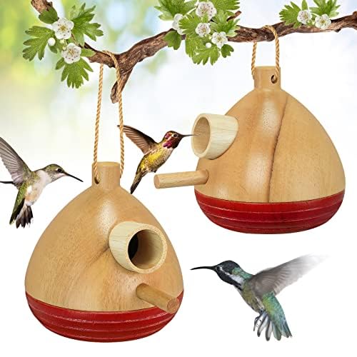 Kolibri-Häuser, Vogelhaus aus Holz für den Außenbereich, hängendes Kükenhaus für drinnen und draußen, 2 Stück Kolibri-Häuser, Vogelhaus aus Holz für den Außenbereich, hängendes Kükenhaus für drinnen und draußen, 2 Stück von DFANG
