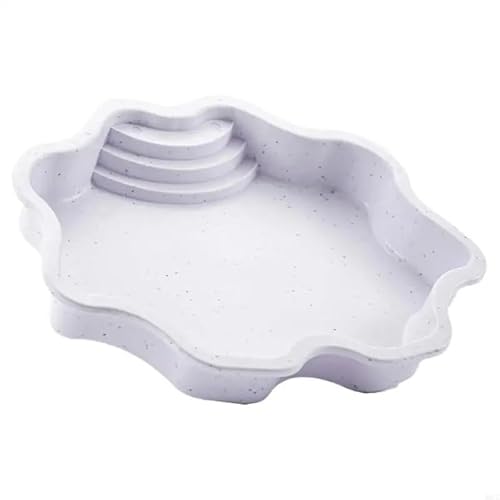 DFJOENVLDKHFE Wassernapf for Schildkröten, for Reptilien, langlebig, auslaufsicher, for Vivarium und Außenbereich(Marble White) von DFJOENVLDKHFE
