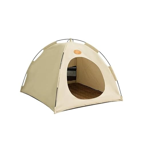 Pop-Up-Haustierzelt, tragbares Versteck for Katzen und kleine Hunde, Katzenzelte for drinnen, faltbares Haus for und draußen mit Netzfenstern und weichem Kühlkissen(Beige,L) von DFJOENVLDKHFE