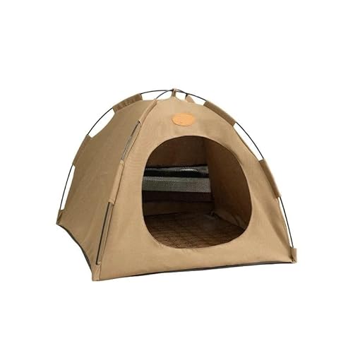 Pop-Up-Haustierzelt, tragbares Versteck for Katzen und kleine Hunde, Katzenzelte for drinnen, faltbares Haus for und draußen mit Netzfenstern und weichem Kühlkissen(Coffee,M) von DFJOENVLDKHFE