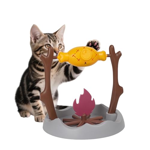 Katzen-Leckerli-Dosierung, langsames Puzzle, einzigartig, drehbar, Braten und Flamme, kognitives Trainingsspiel, Anreicherung, interaktives Stimulationsspielzeug für Indoor-Kätzchen von DFQ