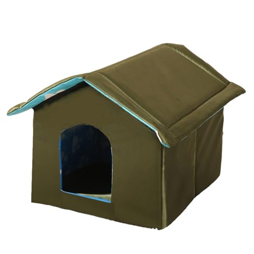 Haustierhaus für den Außenbereich, wasserdicht, isoliert, Katzenhaus für streunende Katzen, warm, wetterfest, Oxford-Tuch, Outdoor-Haustierunterkünfte, Winter, Outdoor, für Ferals, Katzen, Hunde, Grün Haustierhaus für den Außenbereich, wasserdicht, isoliert, Katzenhaus für streunende Katzen, warm, wetterfest, Oxford-Tuch, Outdoor-Haustierunterkünfte, Winter, Outdoor, für Ferals, Katzen, Hunde, Grün von DFZHiuat