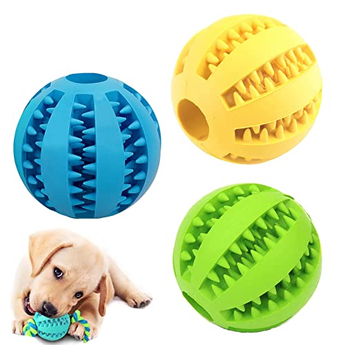 Hundespielzeug-Ball, 3 Stück, langlebig, für kleine Hunde, Zahnreinigung, Kauen, Spielen, Spender, Trainingsball (5 cm, 3 Farben) von DFsucces
