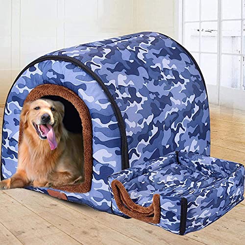 2-in-1-Hundebett, extra großes Jumbo-Hundebett, mittelgroß, faltbares Hundesofakissen, Angstlinderung, Haustierschutz, Hundenest, abnehmbar (3XL, 105 x 80 x 78 cm, Haus D) von DG Catiee