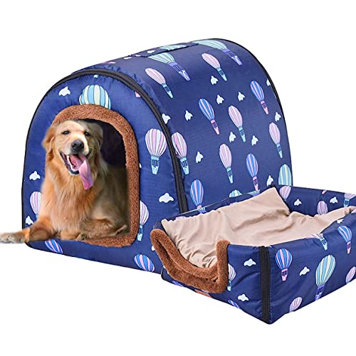 2-in-1-Hundebett, extra großes Jumbo-Hundebett, mittelgroß, faltbares Hundesofakissen, Angstlinderung, Haustierschutz, Hundenest, abnehmbar (3XL, 105 x 80 x 78 cm, Haus G) von DG Catiee