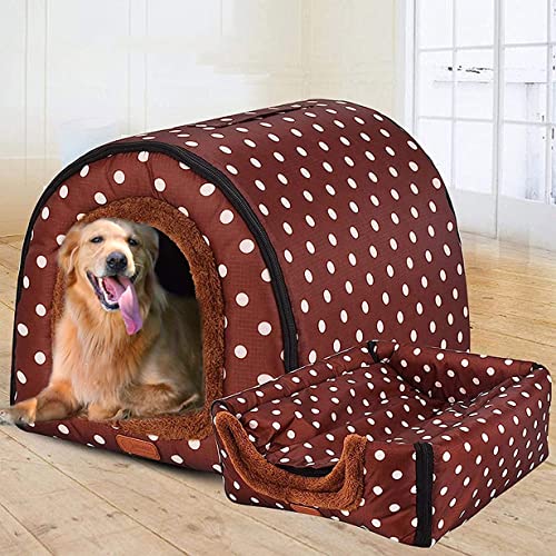 2-in-1-Hundebett, extra großes Jumbo-Hundebett, mittelgroß, faltbares Hundesofakissen, Angstlinderung, Haustierschutz, Hundenest, abnehmbar (XL 70 x 57 x 55 cm, Haus C) von DG Catiee