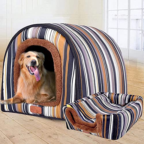 2-in-1 Hundehausbett, extra großes Jumbo-Hundebett, mittelgroß, faltbares Hundesofakissen, Angstlinderung, Haustierschutz, Hundenest, abnehmbar (3XL 105 x 80 x 78 cm, Haus B) von DG Catiee