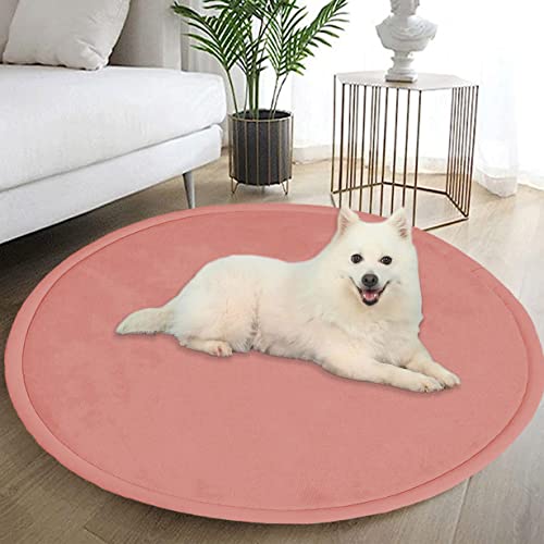 DG Catiee Extra große Hundebettmatte, runde Korallen-Samt-Hunde-Isomatte, rutschfeste, weiche Hundeboxenmatte für kleine, mittelgroße und große Hunde, Katzen (rund, 160 cm, Rosa) von DG Catiee