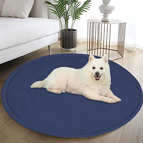 DG Catiee Extra große Hundebettmatte, runde Korallen-Samt-Hunde-Schlafmatte, rutschfest, weiche Hundebox für kleine, mittelgroße und große Hunde und Katzen (rund, 140 cm, marineblau) von DG Catiee