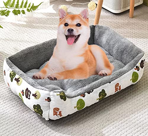 DG Catiee Weiches Hundebett, mittlere rechteckige Hundebett-Matratze, Nackenrolle, Haustierbett, Kissen, rutschfest, waschbar, beruhigendes Katzenschlafbett (3XL 90 x 70 cm, Muster-C) von DG Catiee