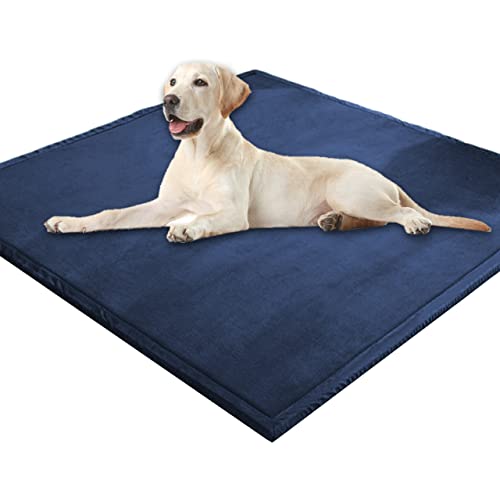 Extra große Hundematratze, weicher Korallen-Samt, Haustiermatte, Anti-Angst, XXL-Hundekissen, Katzen-Schlafmatte für kleine, mittelgroße und große Hunde (150 x 180 cm, Marineblau) von DG Catiee