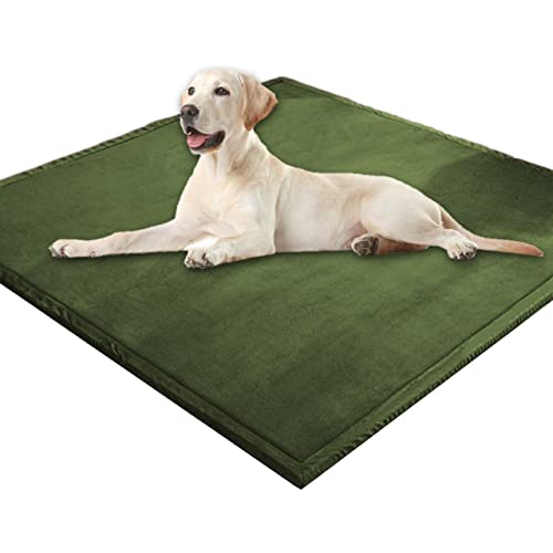 Extra große Hundematratze, weicher Korallen-Samt, Haustiermatte, Anti-Angst, XXL-Hundekissen, Katzen-Schlafmatte für kleine, mittelgroße und große Hunde (90 x 120 cm, grünB) von DG Catiee