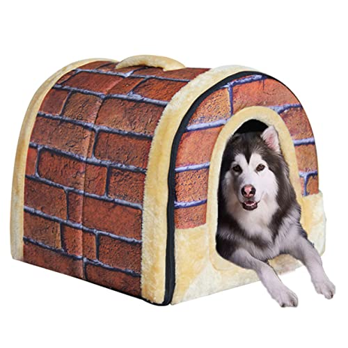 Extra großes Hundehaus Haustierunterschlupf, beruhigendes Katzenhöhle Bett wasserdichtes Labrador Hundebett Zelt, Haustiernest faltbares Hundesofa Kissenbett (XL, Muster-4) von DG Catiee