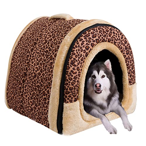 Extra großes Hundehaus Haustierunterschlupf, beruhigendes Katzenhöhle Bett wasserdichtes Labrador Hundebett Zelt, Haustiernest faltbares Hundesofa Kissenbett (XL, Muster 5) von DG Catiee
