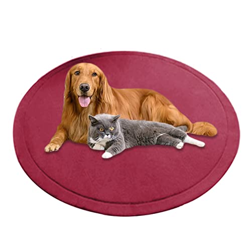 Große runde Hundematte, Korallen-Samt, weiche Haustiermatte, beruhigendes Hundekissen, rutschfest, Hundeunterlage, Matratze, Teppich, Hundeteppich, waschbar (140 cm, rot) von DG Catiee