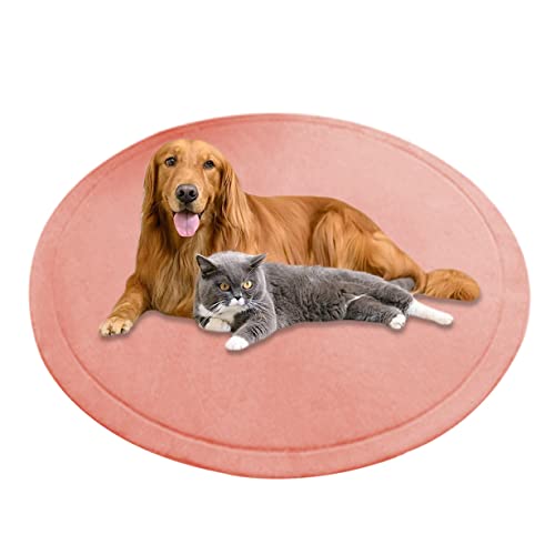 Große runde Hundematte, Korallen-Samt, weiche Haustiermatte, beruhigendes Hundekissen, rutschfest, Hundeunterlage, Matratze, Teppich, Hundeteppich, waschbar (170 cm, Rosa) von DG Catiee