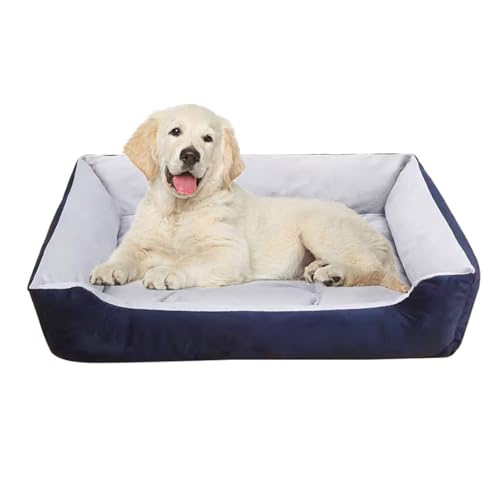 Großes Hundebett, waschbar, rutschfest, wasserdichte Unterseite, weiches Hundebett, Matratze, Haustierbett für Hunde, Katzen (XL: 90 x 70 x 15 cm, Marineblau) von DG Catiee
