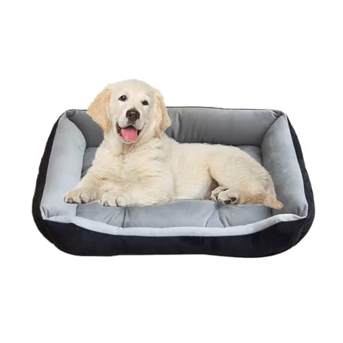 Großes Hundebett, waschbar, rutschfest, wasserdichte Unterseite, weiches Hundebett, Matratze, Haustierbett für Hunde, Katzen (XL: 90 x 70 x 15 cm, Schwarz) von DG Catiee