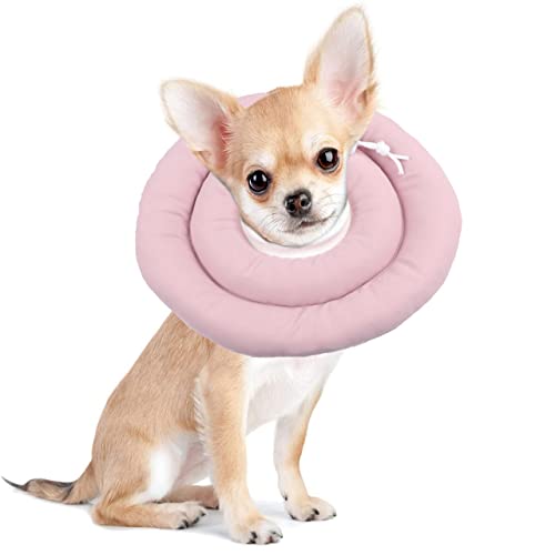 Haustier-Schutzhalsband, verstellbar, für Genesung, weiches Donut-Halsband für Katzen, Kätzchen, Welpen, Hunde (40 cm - 1 Stück, Rosa) von DG Catiee