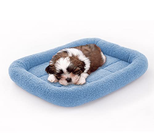 Hundebett, mittelgroßes, weiches Fleece-Haustierkissen, Lammwolle, Hundekissen, beruhigender Katzenschlafkorb, rutschfest, Hund Zubehör Hundebett für Hunde, Katzen, Welpen (50 x 40 cm, M, blau) von DG Catiee