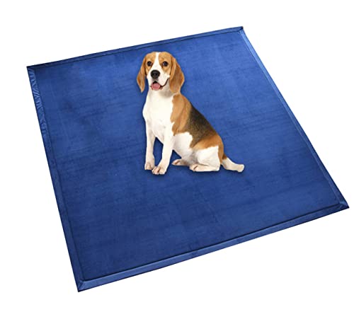 Hundebett-Matratze, extra große Hundeunterlage, weiches Fleece, bequeme Haustiermatte, beruhigende Hunde- und Katzen-Schlafmatte, rutschfest, waschbar, Hundekissen (90 x 90 cm, Marineblau) von DG Catiee